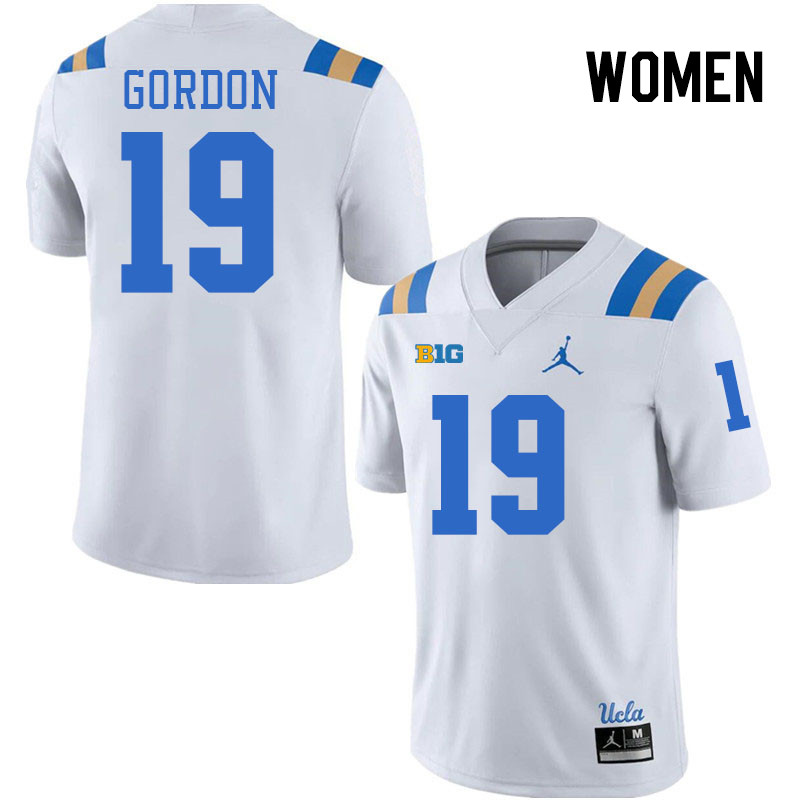 Women #19 Karson Gordon UCLA Bruins College Football Jerseys Stitched-White